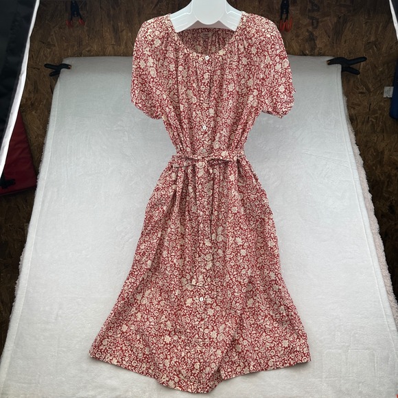FAHERTY Carmel Floral Print Organic Cotton Short Sleeve Midi Sundress Casual - Picture 1 of 6